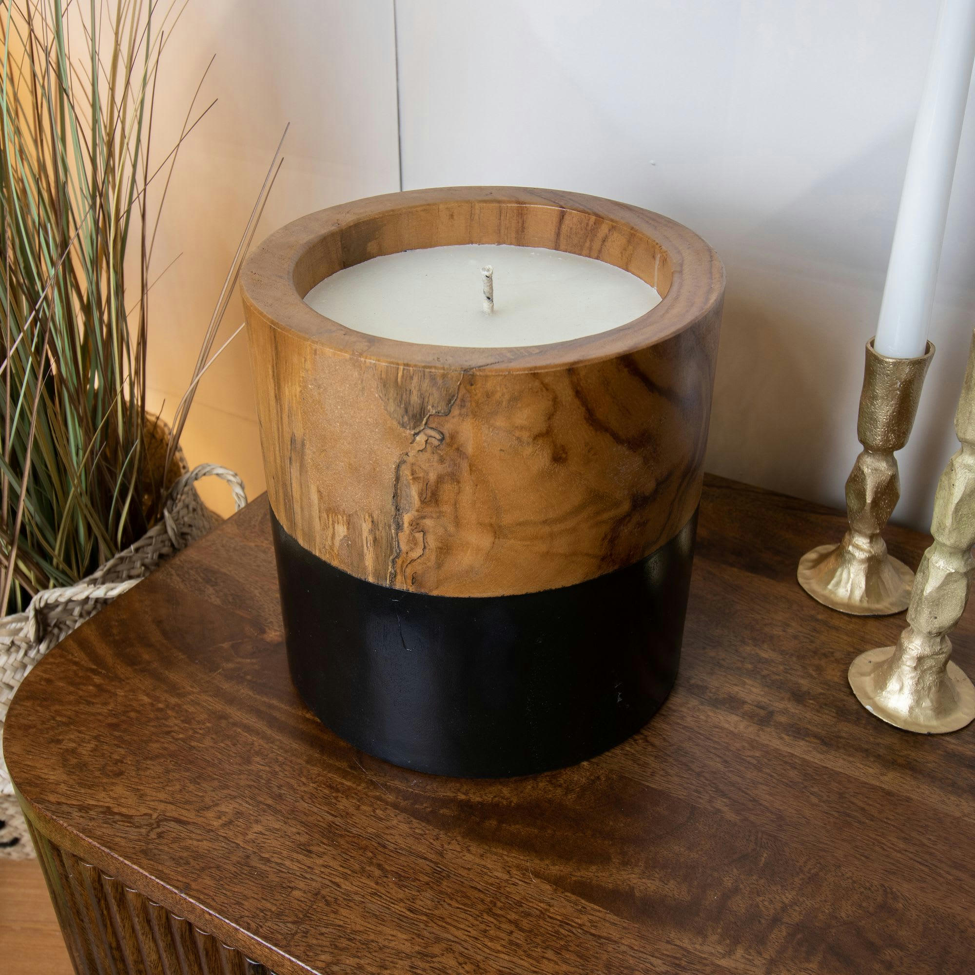 SIBU - Bougie pot en teck noir Ø40cm