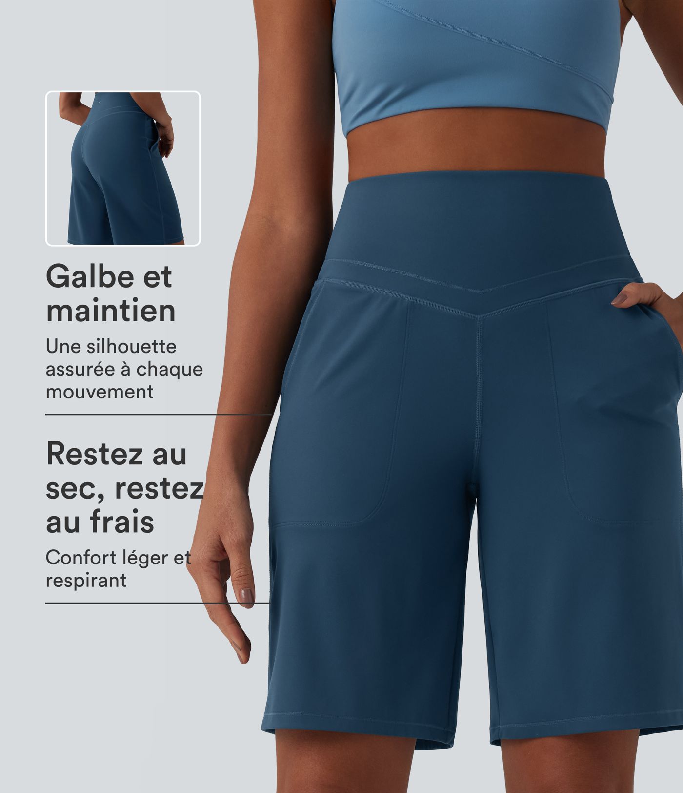 Bermuda de yoga Halara UltraSculpt™ gainant taille haute 25 cm avec poches