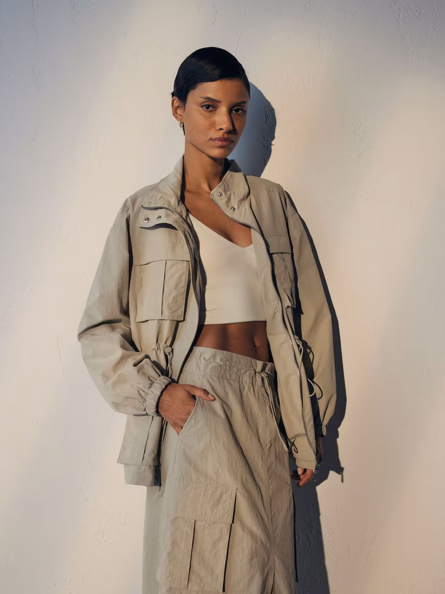 Nylon Jacket With Stand Up Collar