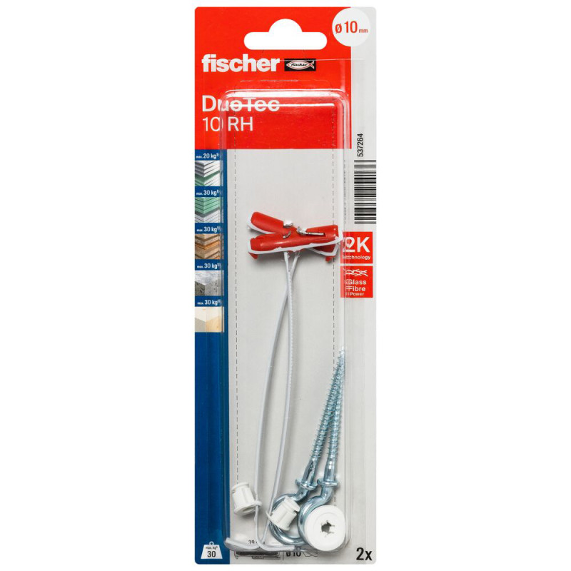 Cheville à bascule Duotec RH en nylon avec crochet rond Ø 10 x 39 mm 2 pièces