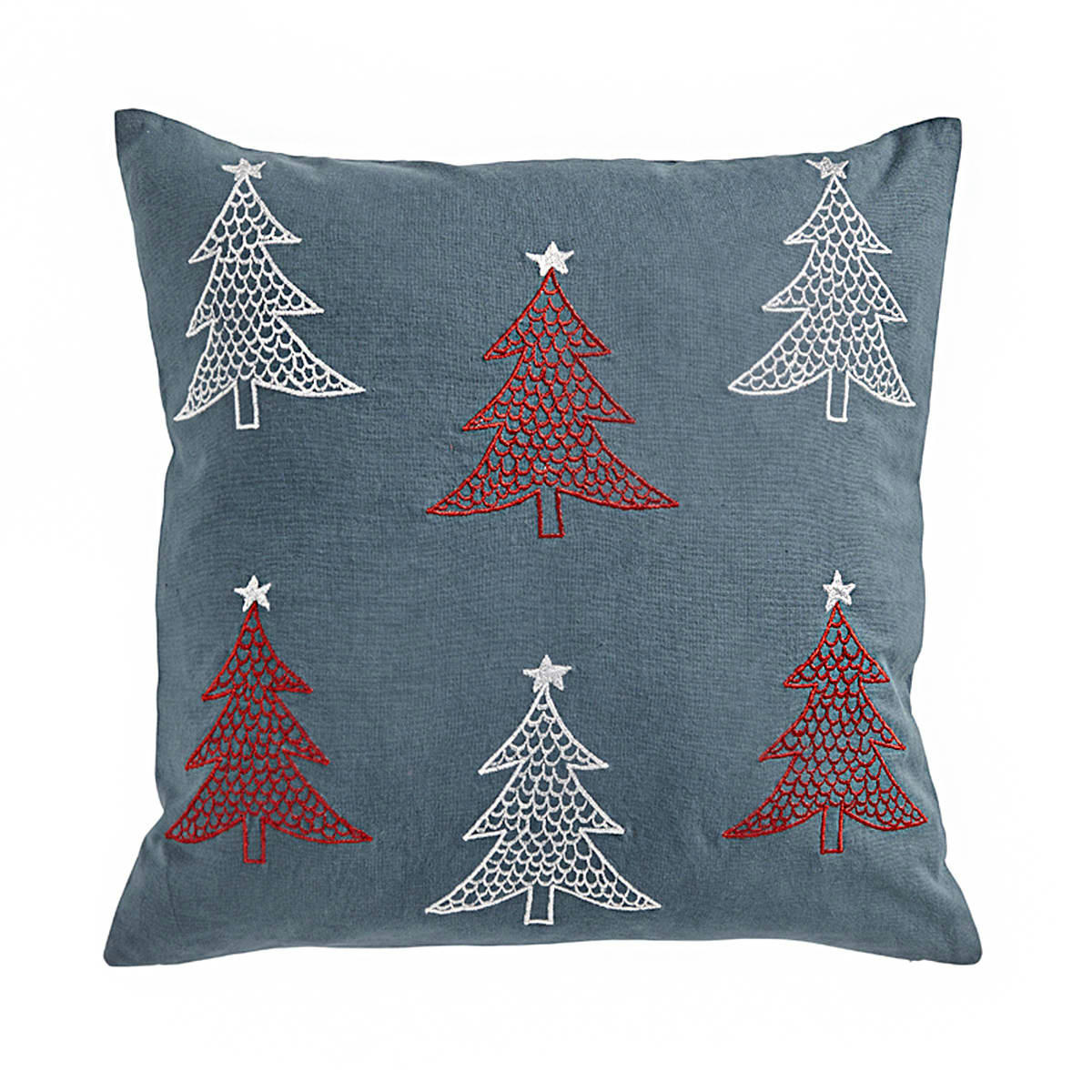 NOËL - Housse de coussin de noël grise en coton 45x45