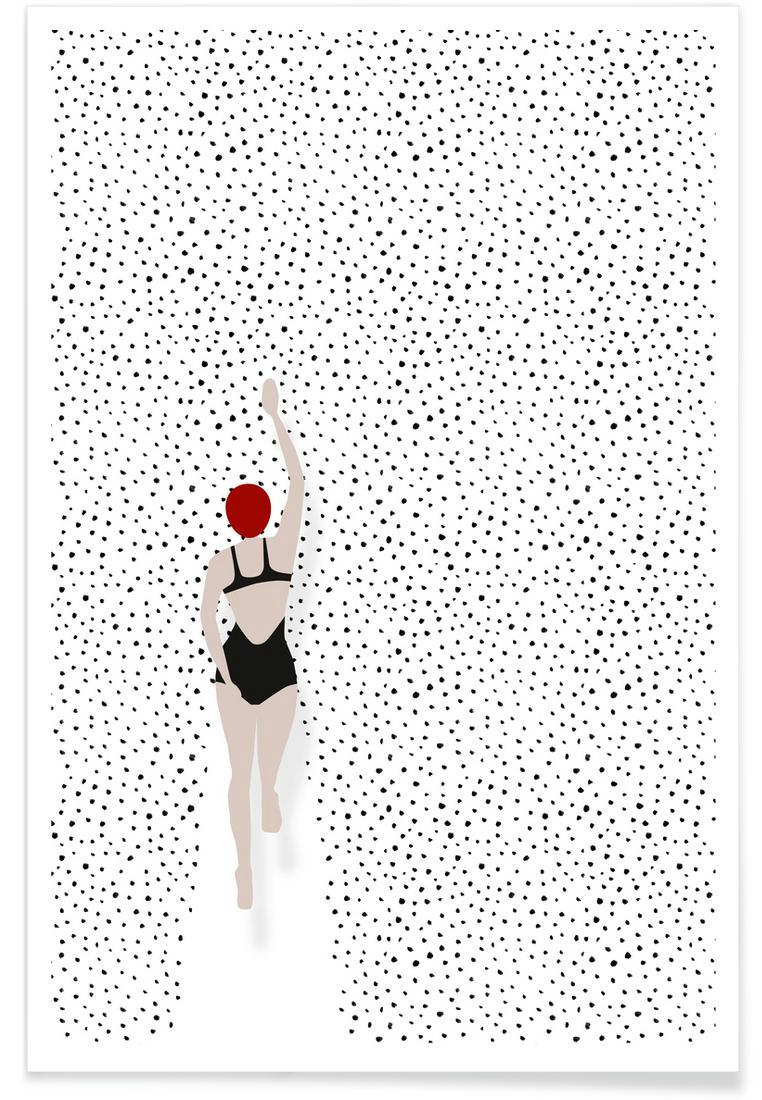 PUNKTSCHWIMMER - Affiche blanc & bleu