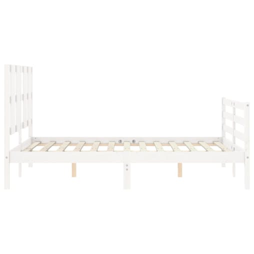 NNEVL Bed Frame with Headboard White 137x187 cm Double Solid Wood