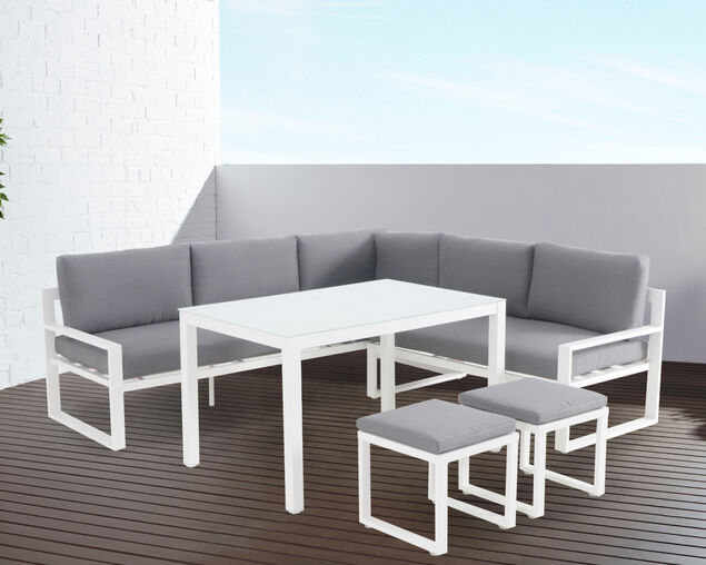 Patmos 5 Piece Low Dining Setting - White