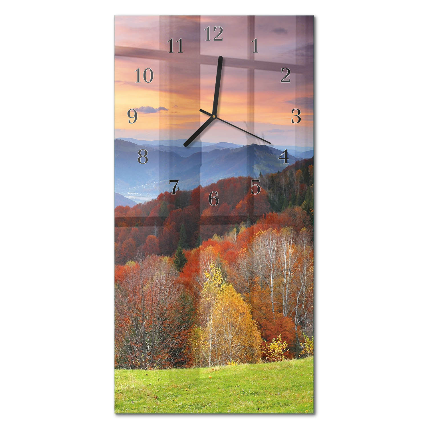 Cichy zegar 30x60 Perspektywy szklany ścienny