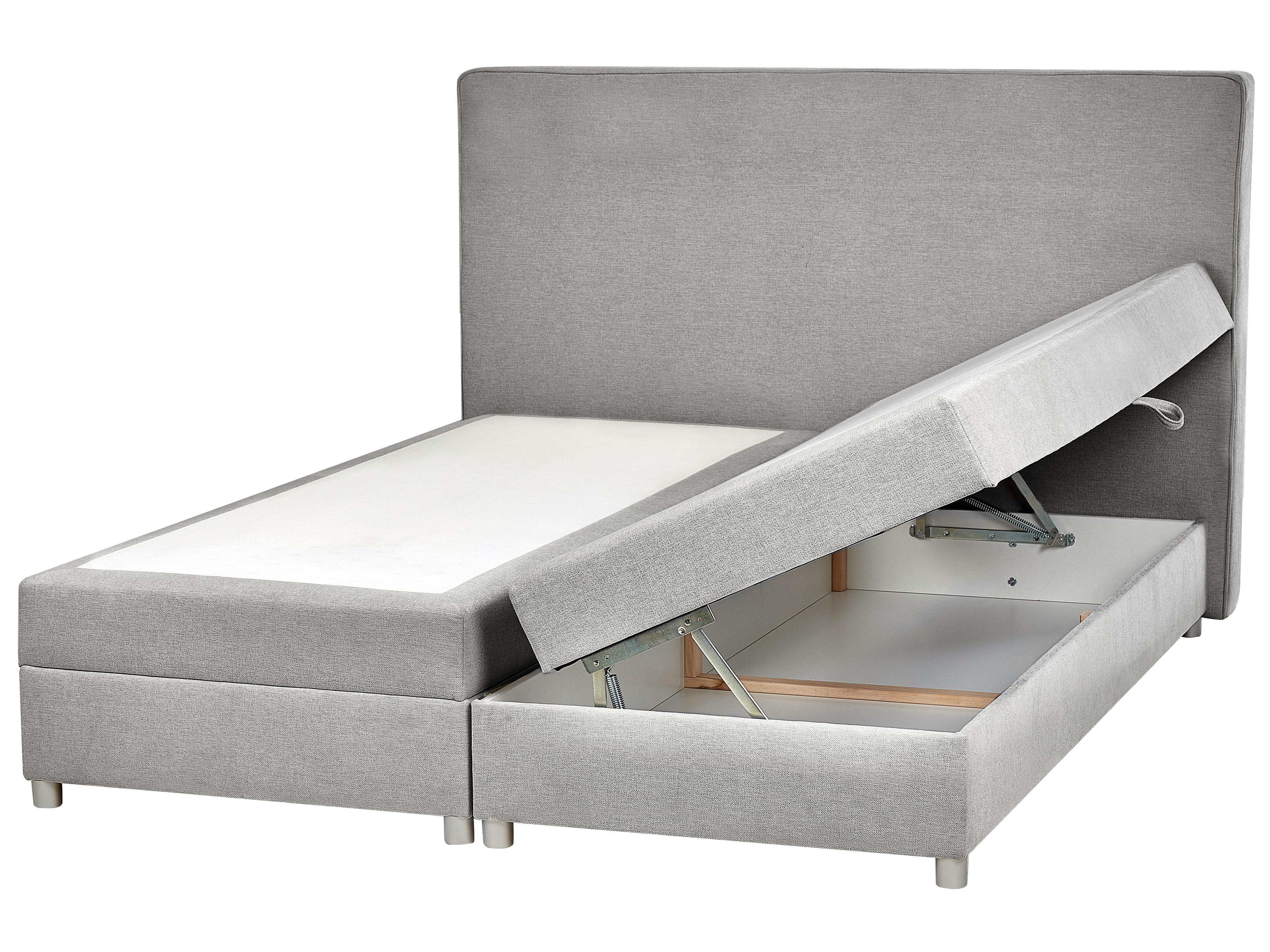 Divan Bed with Storage Fabric MINISTER 160 x 200 cm (EU King Size) Light Grey