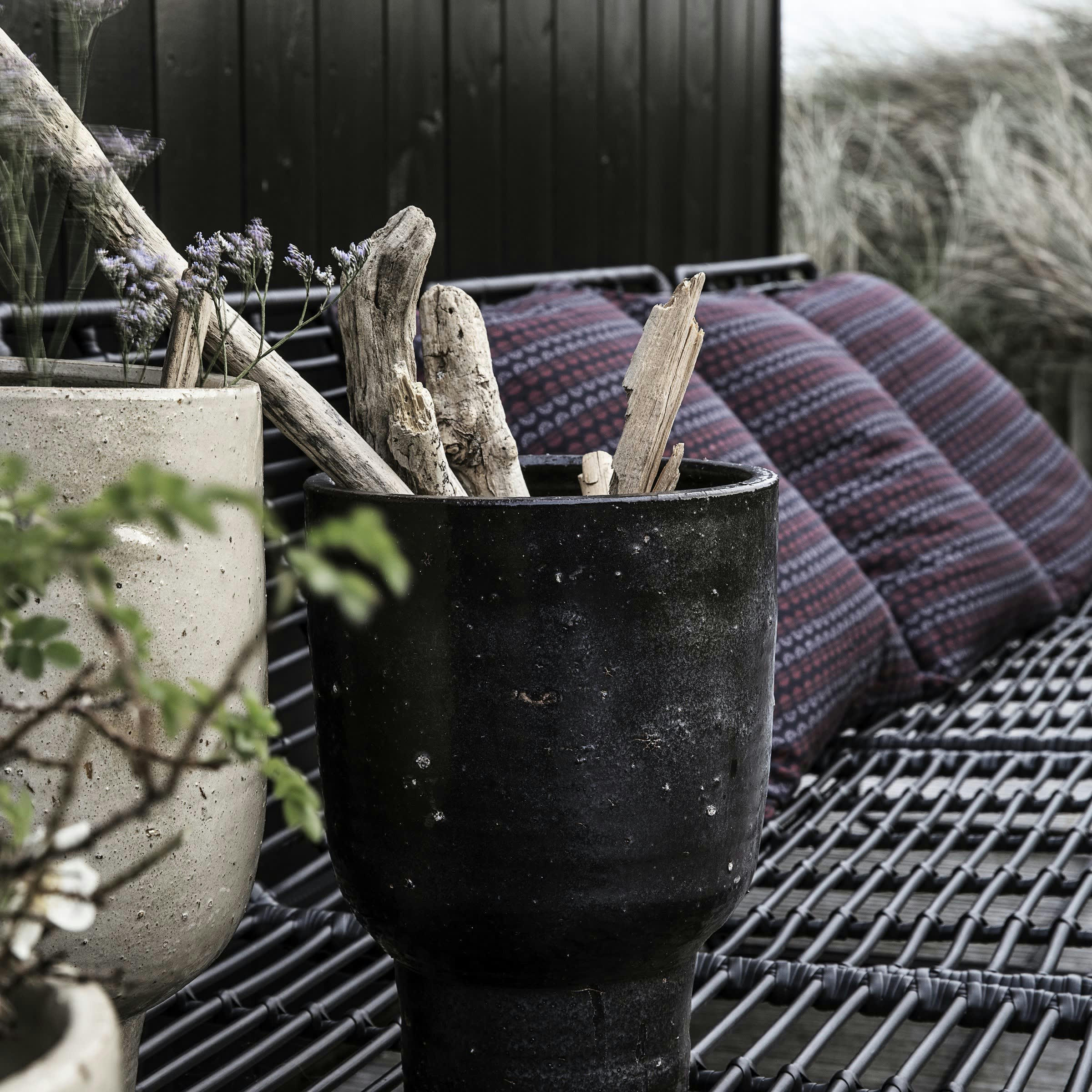 ARTIST - Cache-pot en grès marron H26