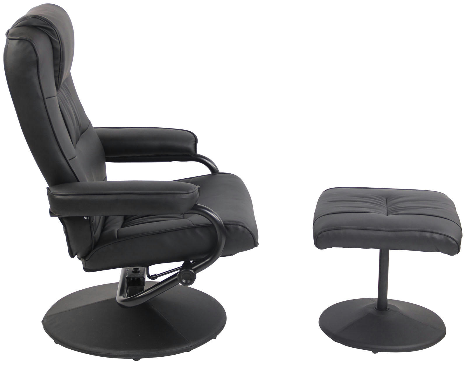 ENNIS - Fauteuil avec dossier réglable et repose-pieds en similicuir Noir