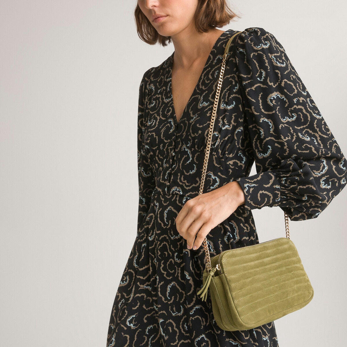 Sac à main en cuir suédé matelassé