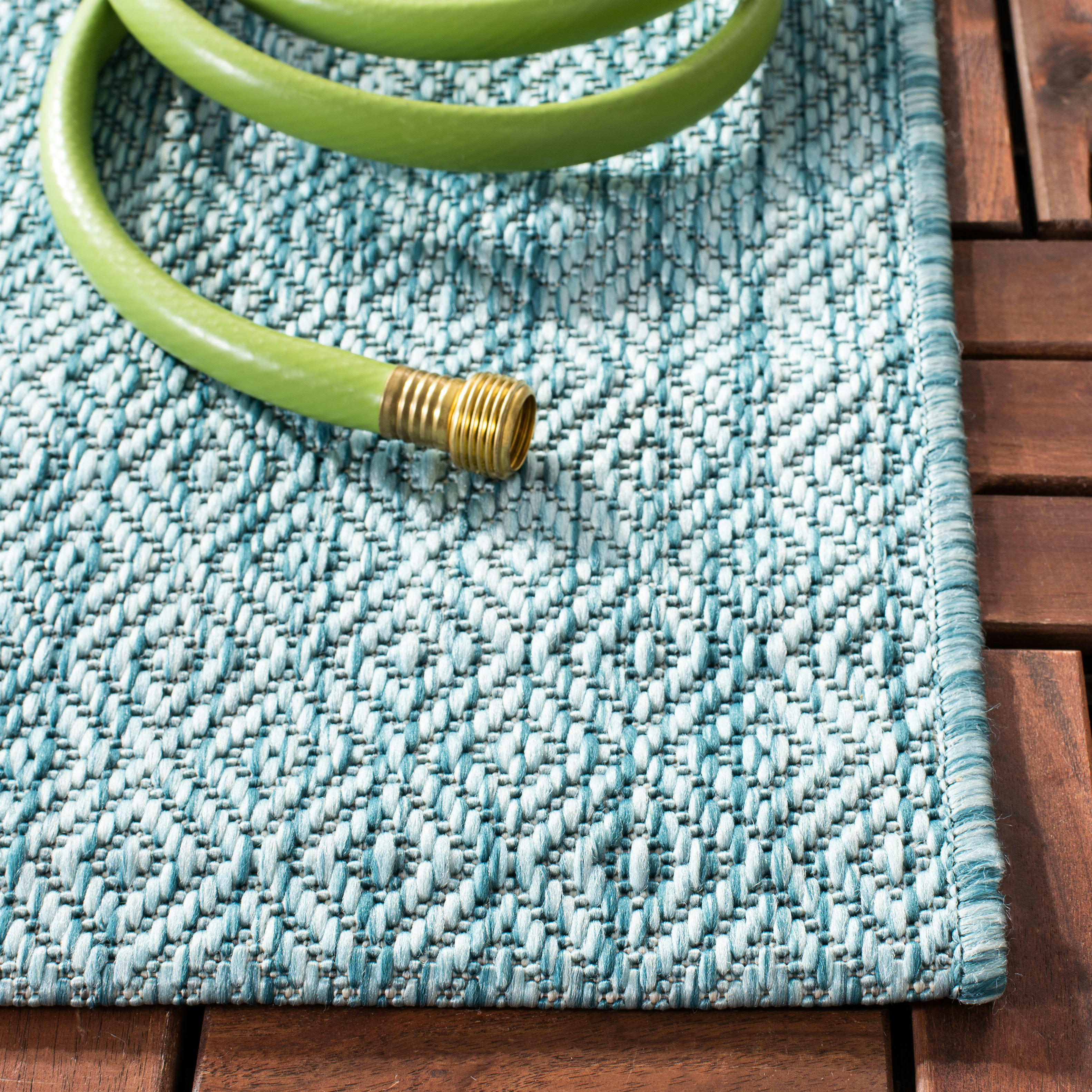 COURTYARD - Tapis interieur & exterieur en turquoise, 201 x 290 cm