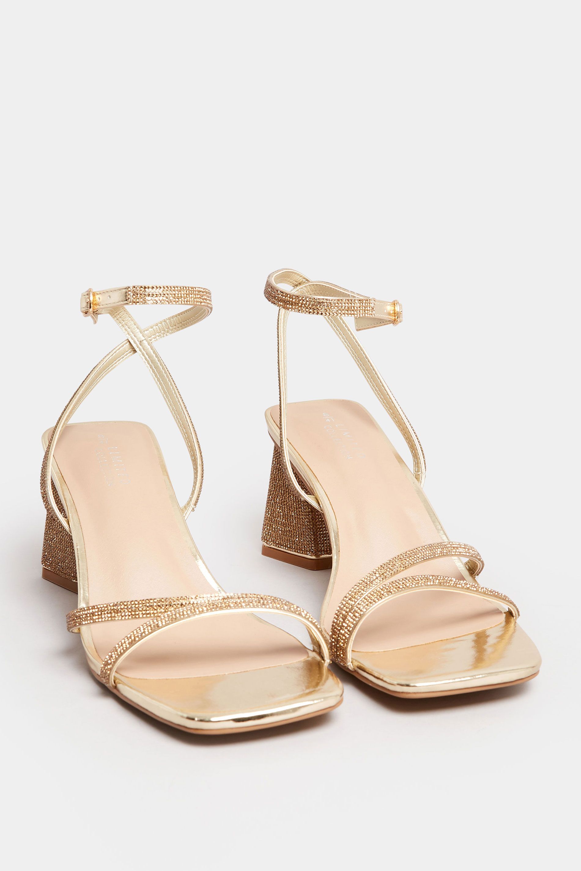 Yours Wide & Extra Wide Fit Diamante Strappy Heel Sandals