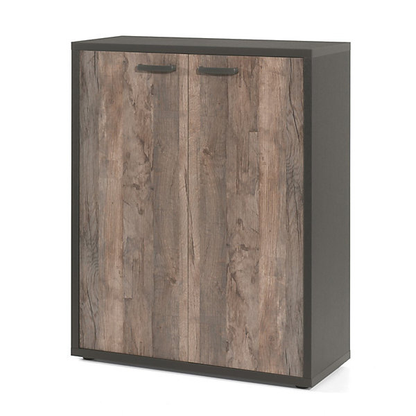 Ensemble de 8 meubles de bureau professionnel coloris chene vieilli et noir collection SOON
