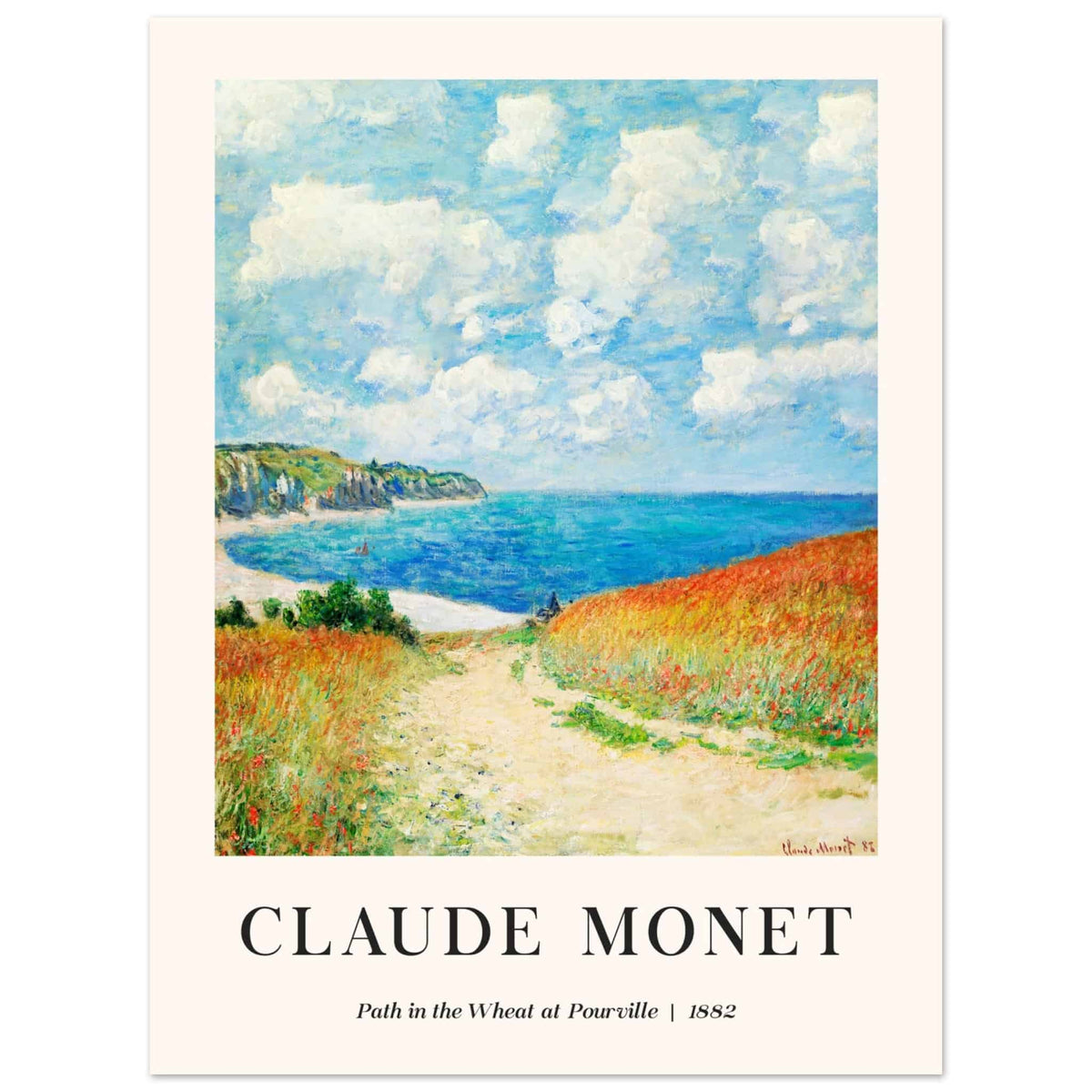 Artfulprints Poster Claude Monet - Path in the weath at Pourville  - 30x40 cm - Blauw