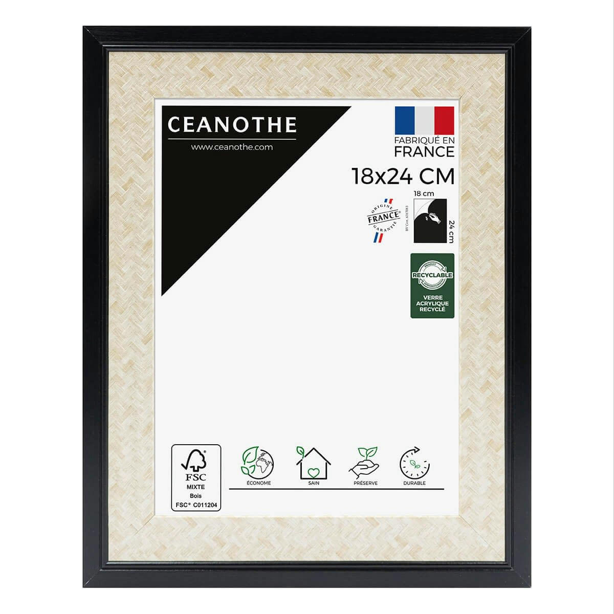 PALMA - Cadre photo noir 18x24 cm résine recyclée
