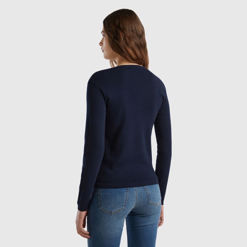 Crew neck sweater in pure cotton