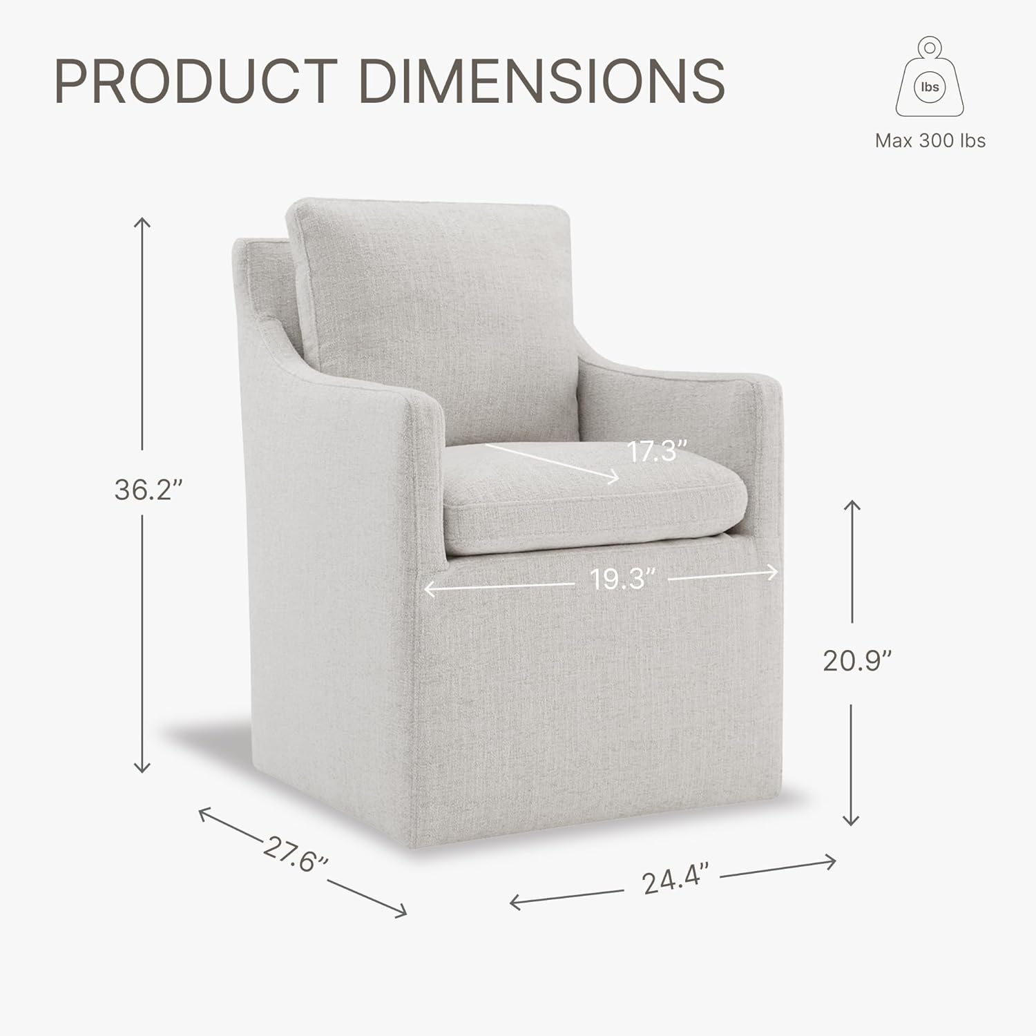 KISLOT Upholstered Dining Chairs with Casters, No Assembly Modern Accent Armchair with Rollers for Dining Room, Bedroom, Living Room, Reading Room, Already Assembled, Linen, 2 Box