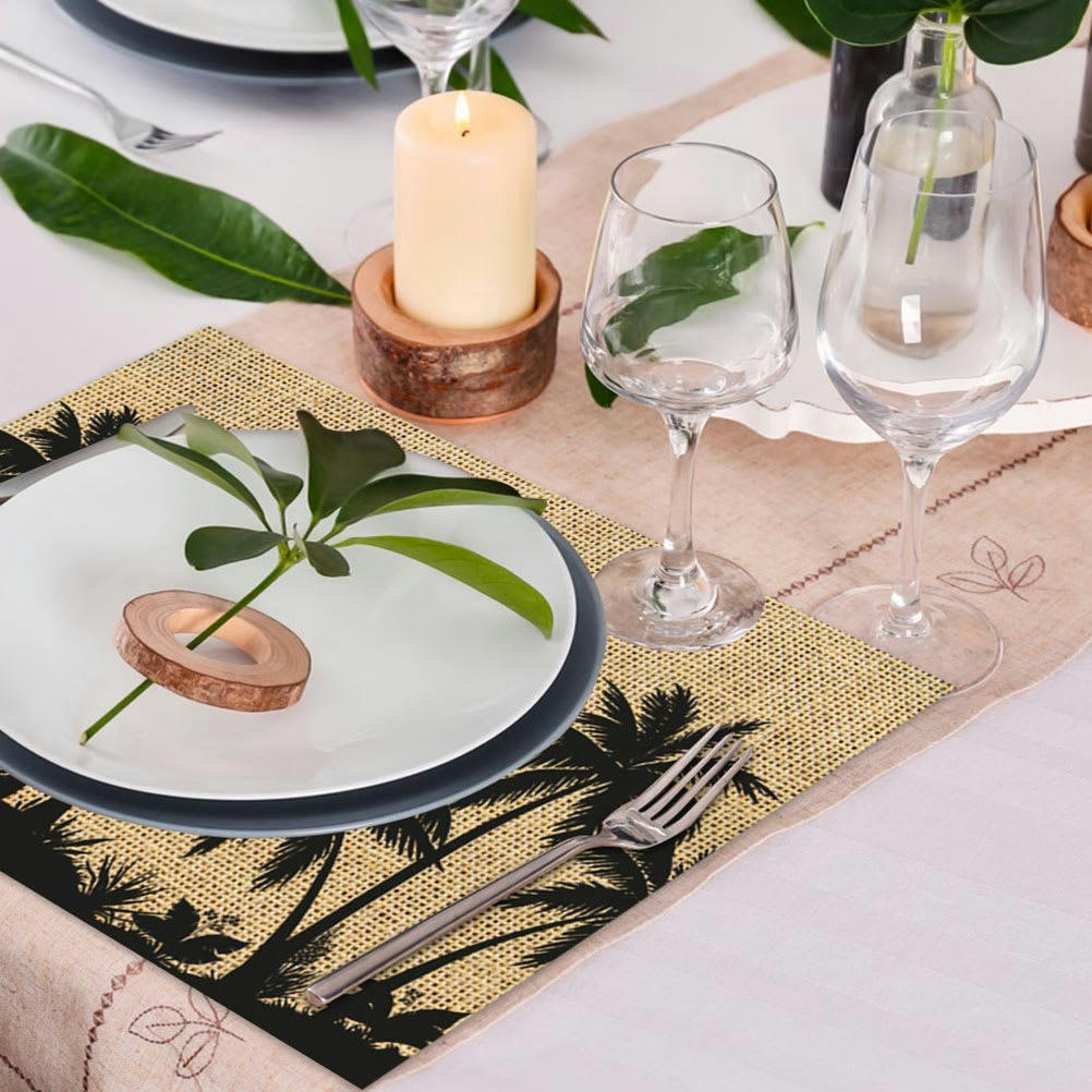 PALMIERS - Set de table en toile de jute palmiers 42x30