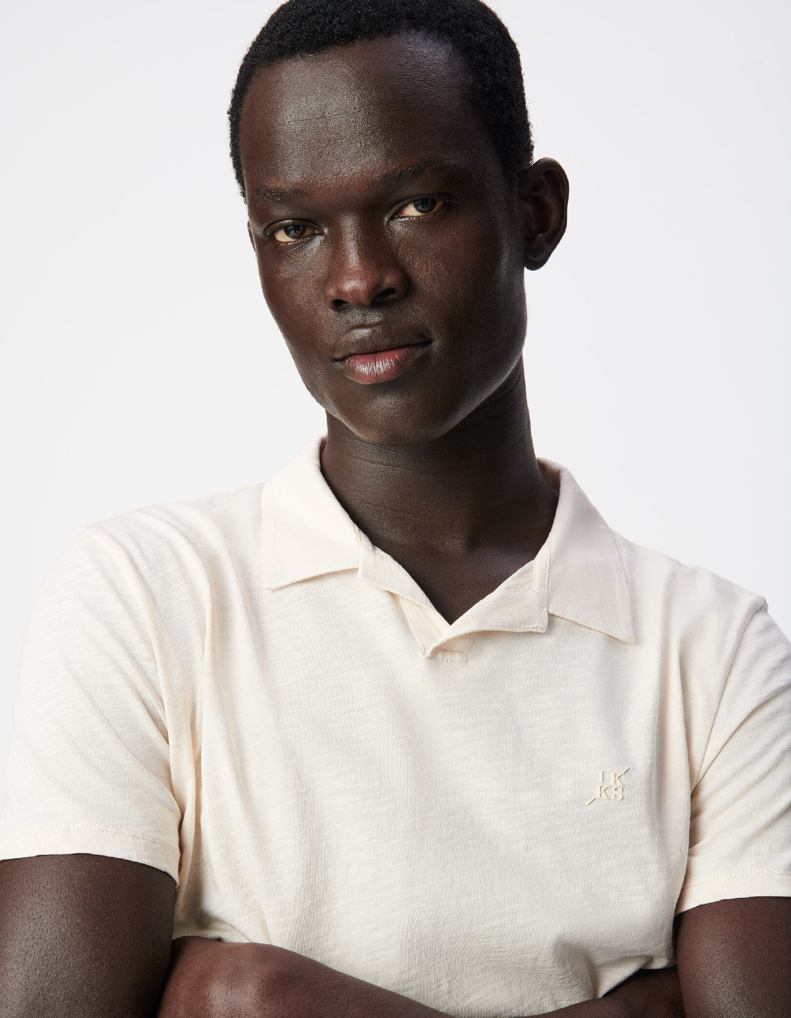 Polo manches courtes beige coton bio flammé Homme