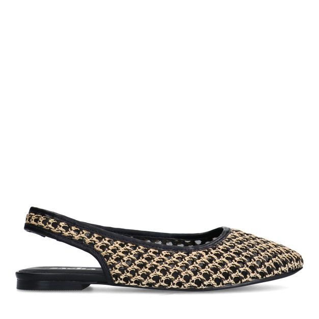 Beige fishnet slingbacks