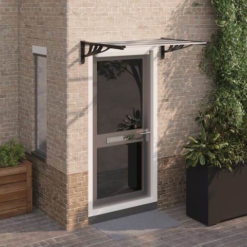 NNEVL Door Canopy Black and Transparent 122x90 cm Polycarbonate