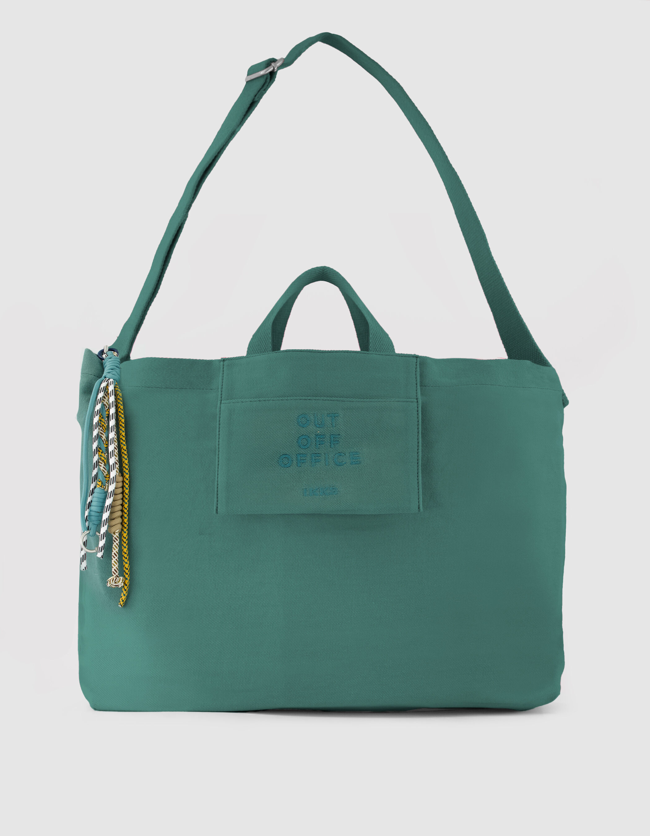 Sac totebag vert toile broderie Femme