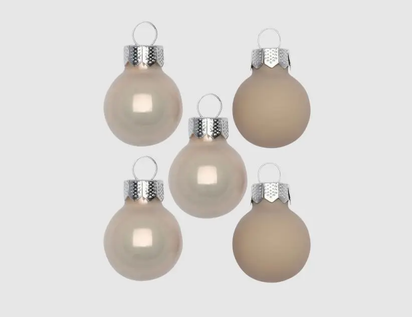 Weihnachtskugeln Taupe, Alabaster Glas Ø2cm supermatt & opal