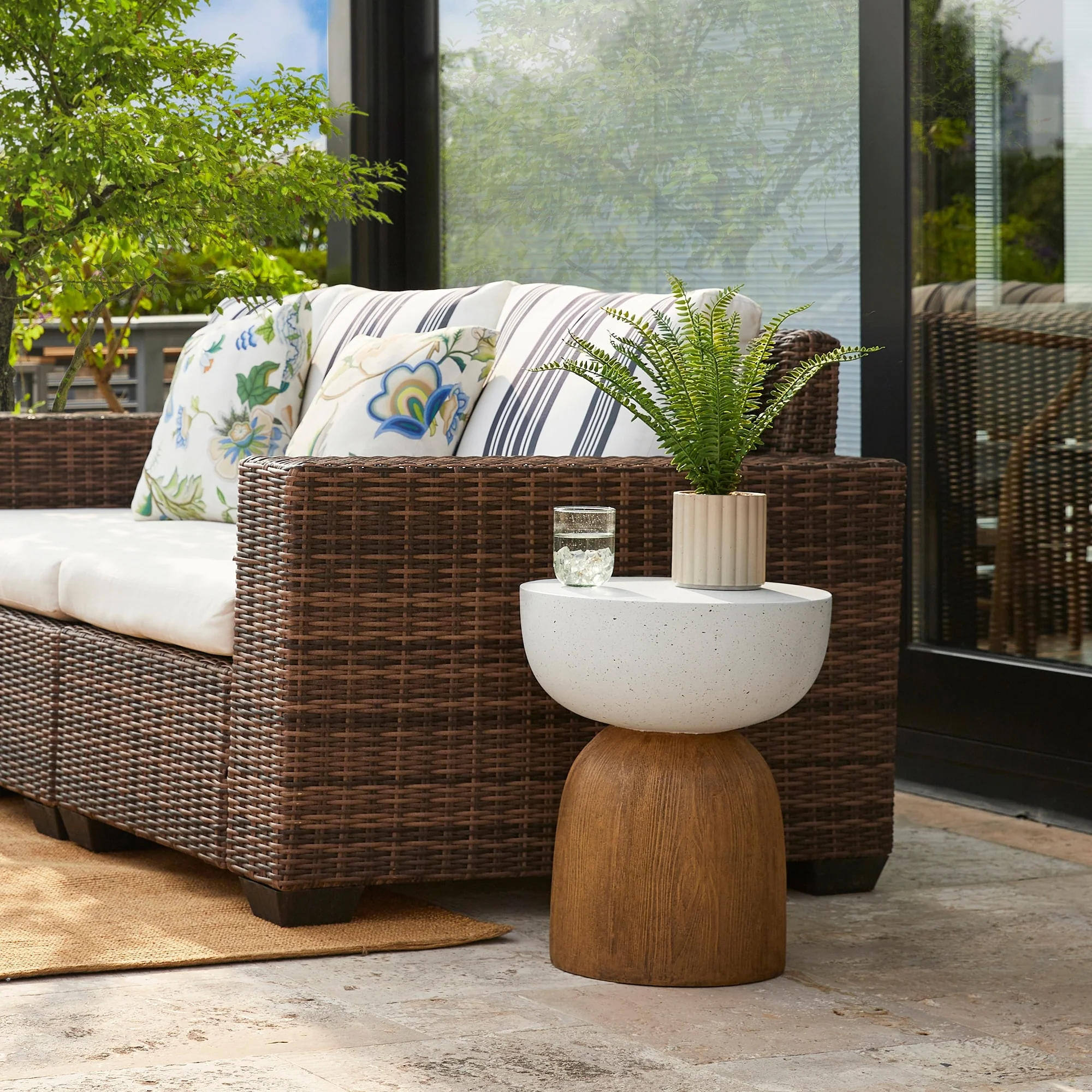 Glitzhome 17.75H MGO Geometric Faux Terrazzo and Garden Stool