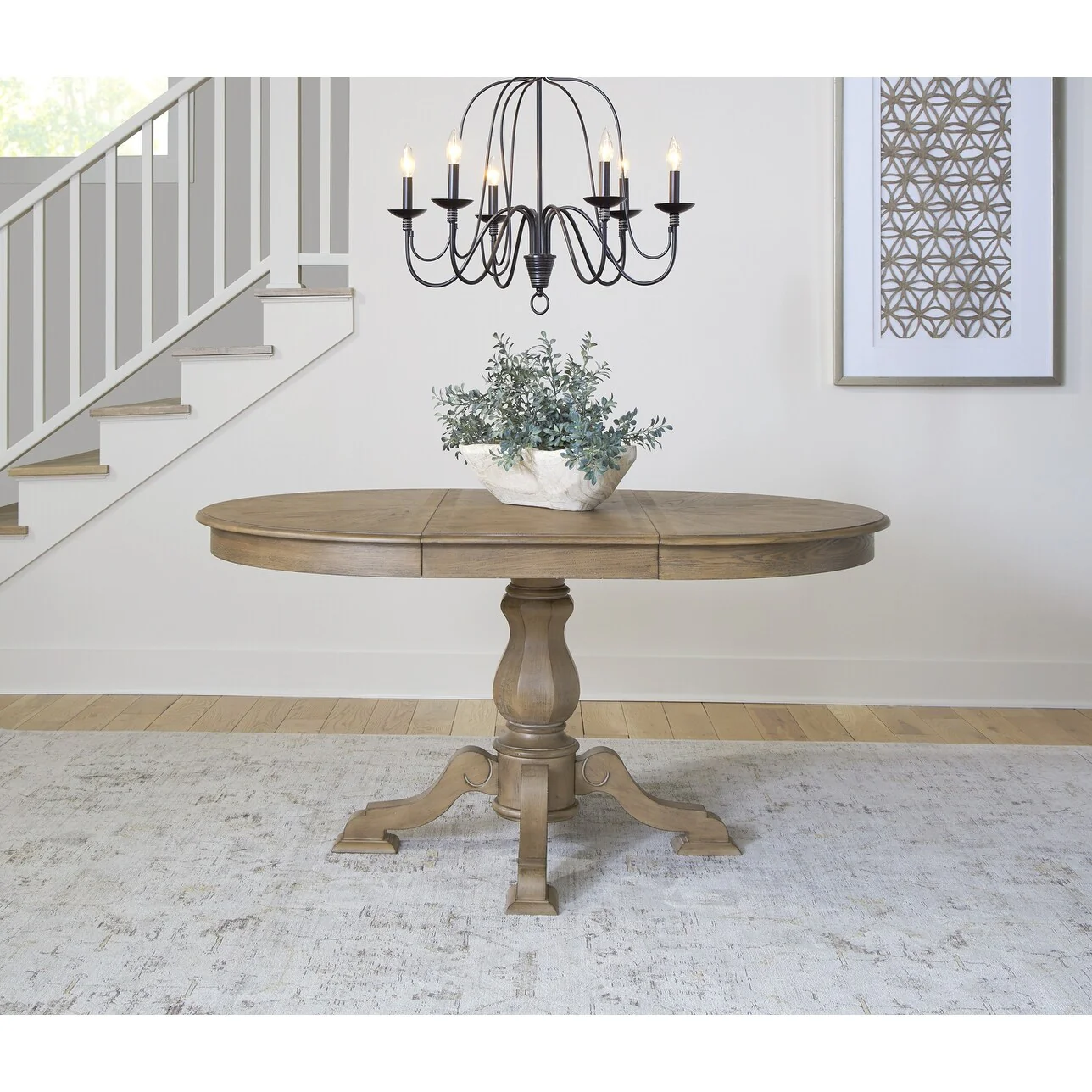 Magnolia Manor Round Pedestal Dining Table with Expandable Leaves - 2 Finishes