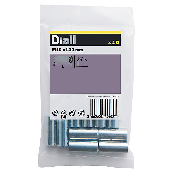 Manchon tête fraisée zingué ø 10 x 30 mm - 10 pièces