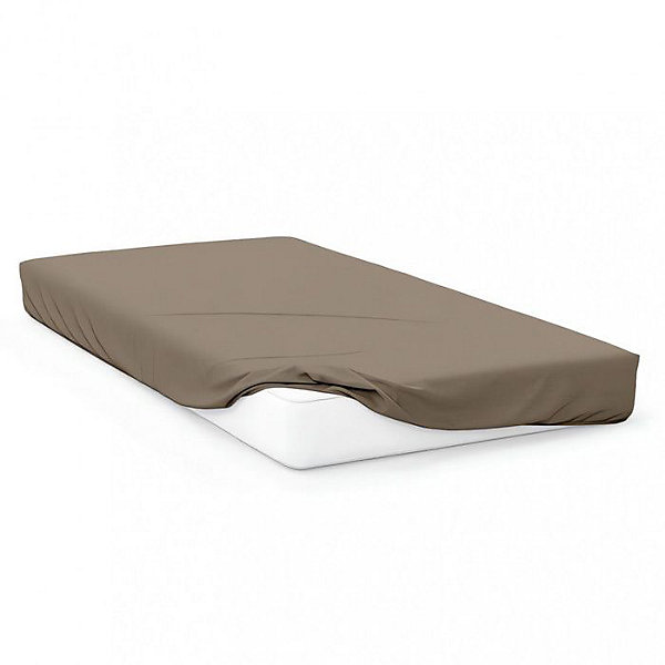 Drap housse 140x200 cm en coton 57 Fils SOLEIL D'OCRE taupe