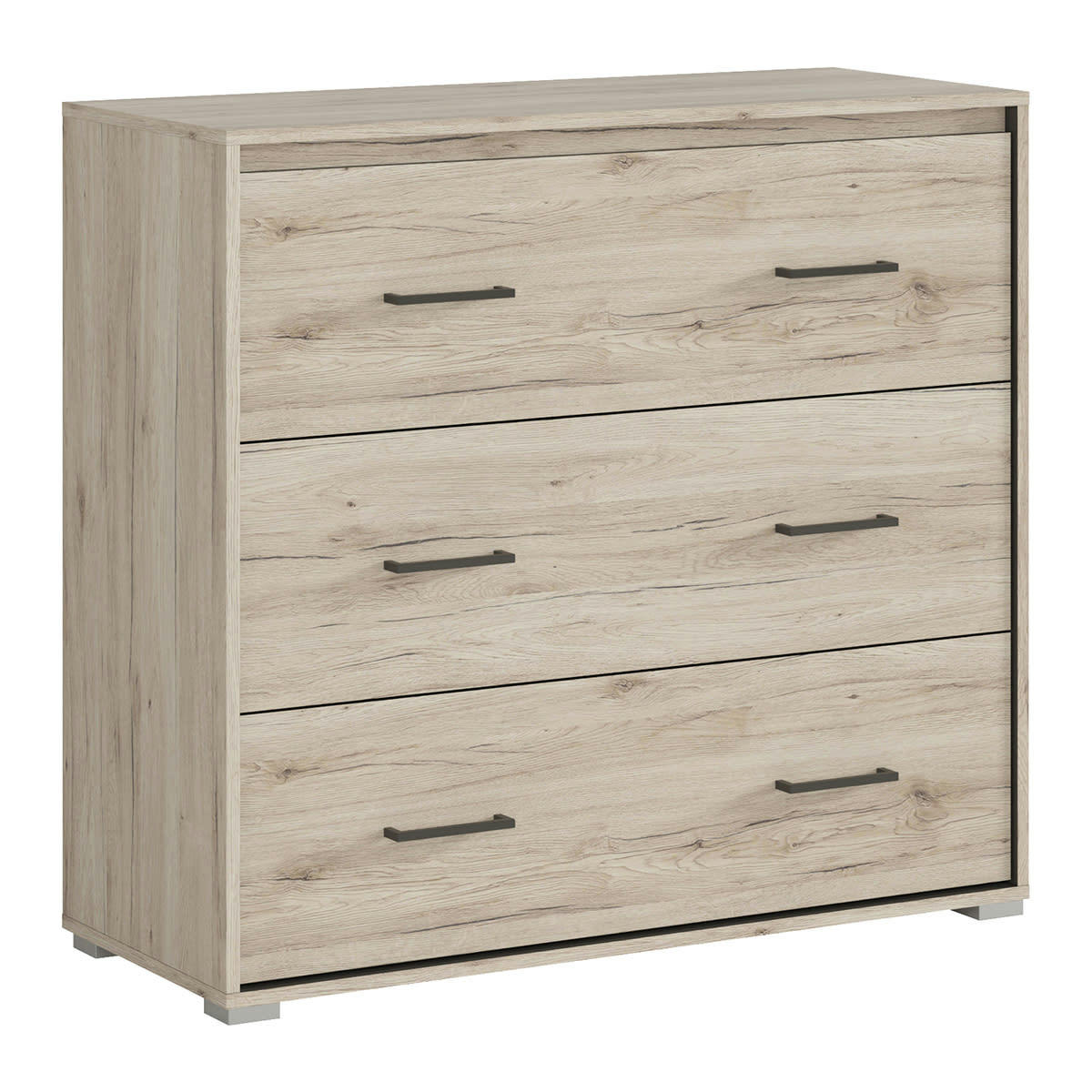 - Commode 3 tiroirs stratifiés naturel et gris