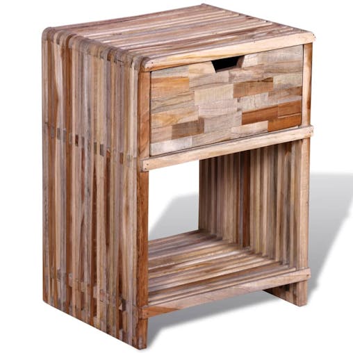 NNEVL Nightstand with Drawer Reclaimed Teak Wood
