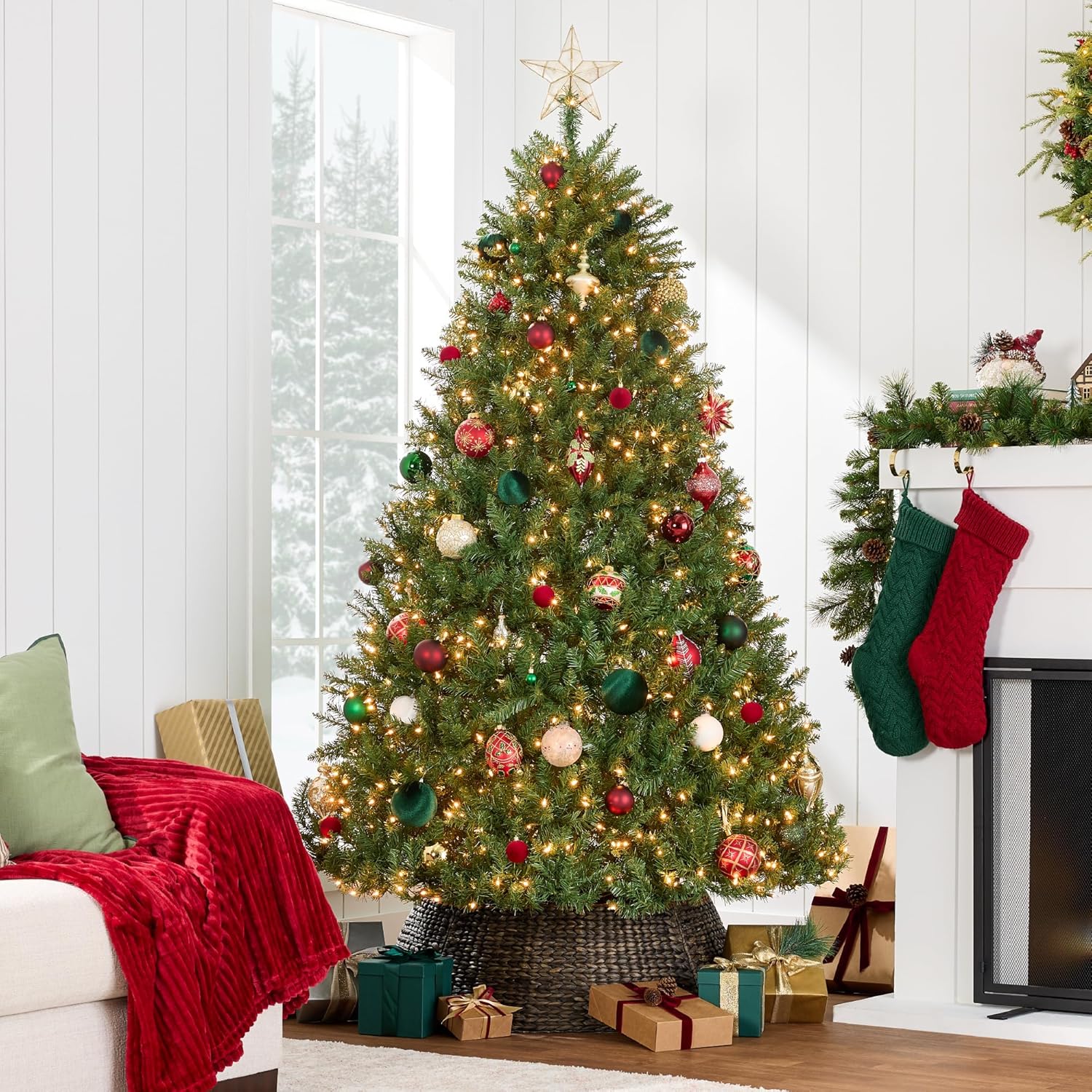 Best Choice Products Douglas Fir Christmas Tree, 7.5ft Pre-lit Artificial Full Fir Lighted Holiday Decoration w/Warm White Lights, Metal Stand