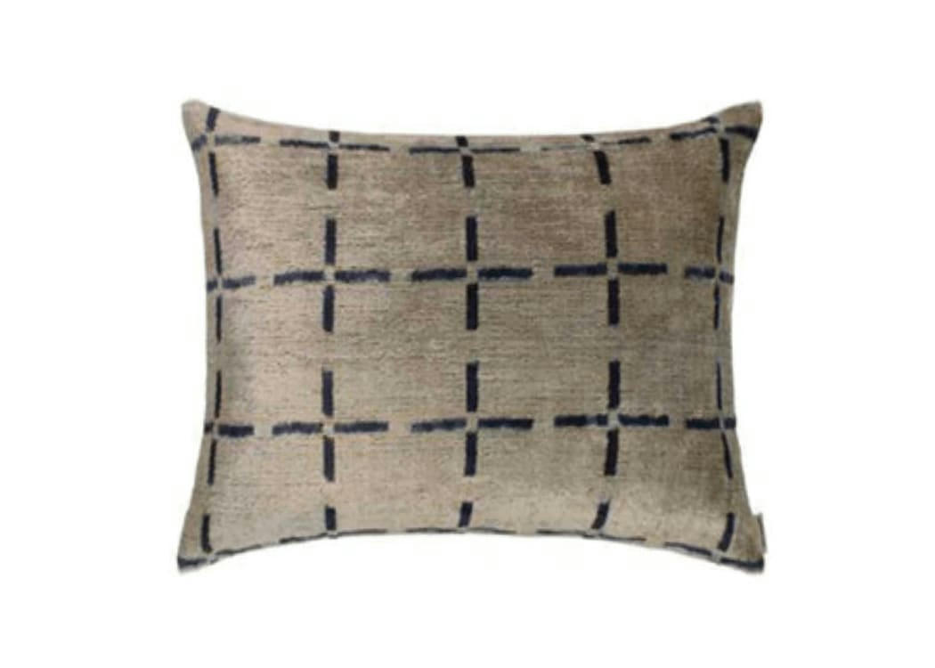 - Housse de coussin velours soie ikat  40x50 bleu