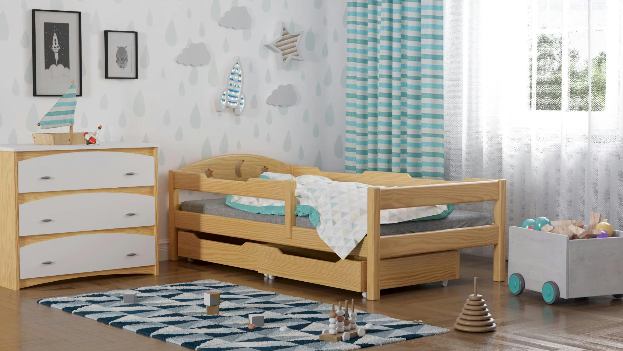 - Lit simple en pin massif 180x80 naturel