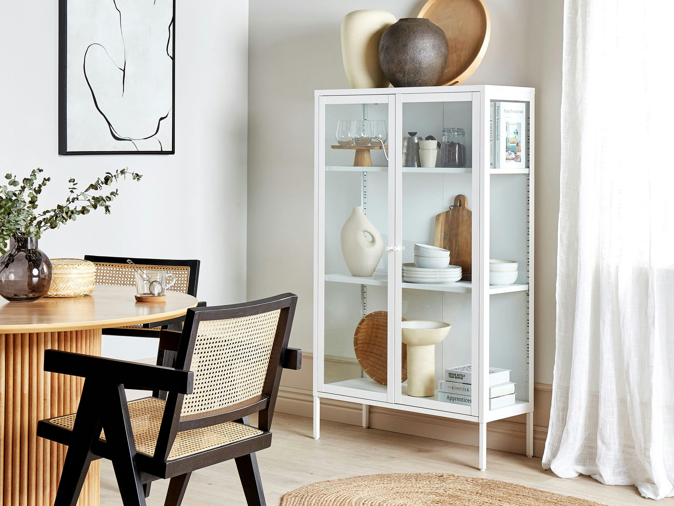 NASH - Armoire à vitrine en acier blanc