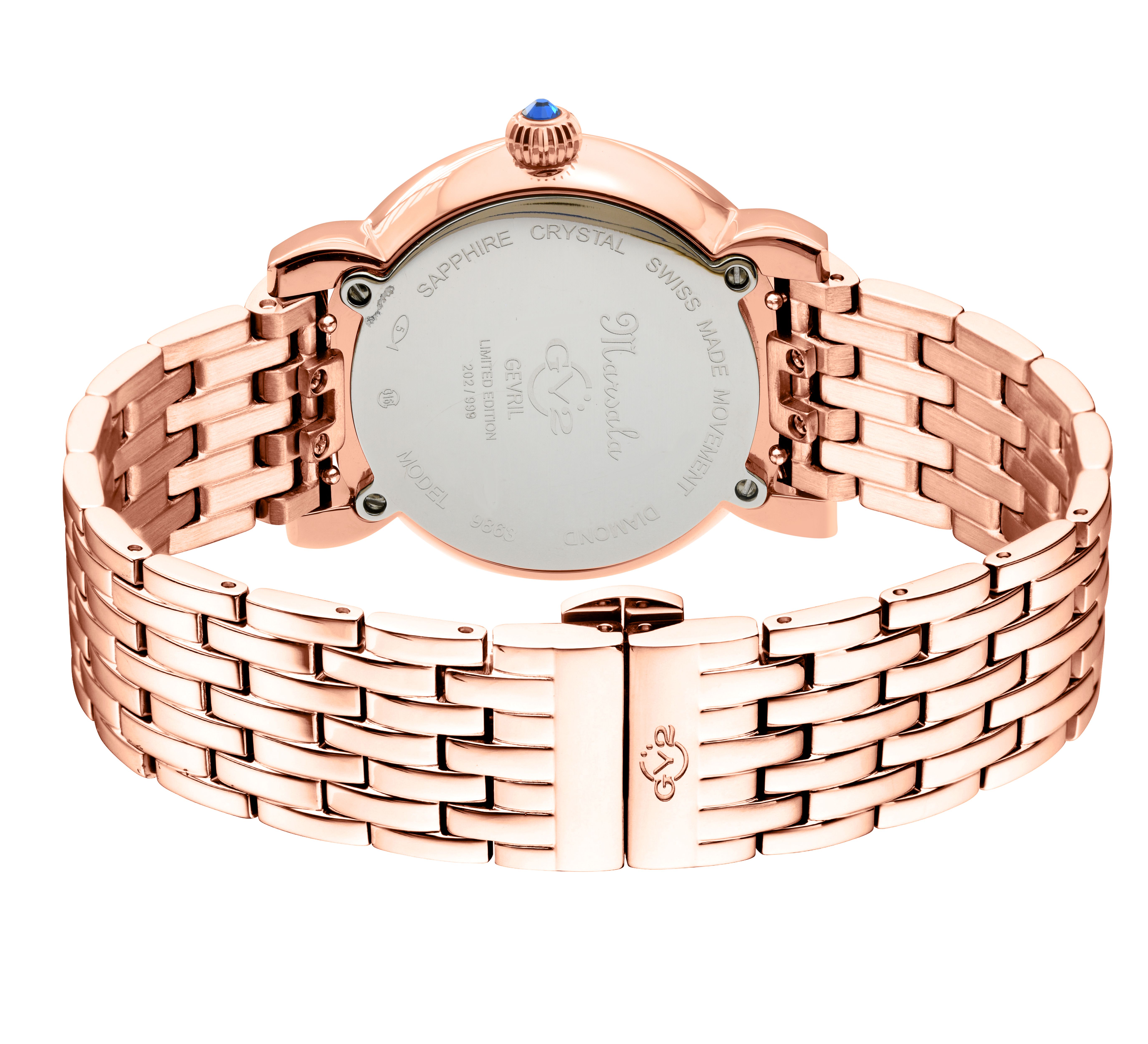 GV2 Marsala, Swiss Quartz Watch, White MOP Dial, 316L Stainless Steel, and Sapphire Crystal