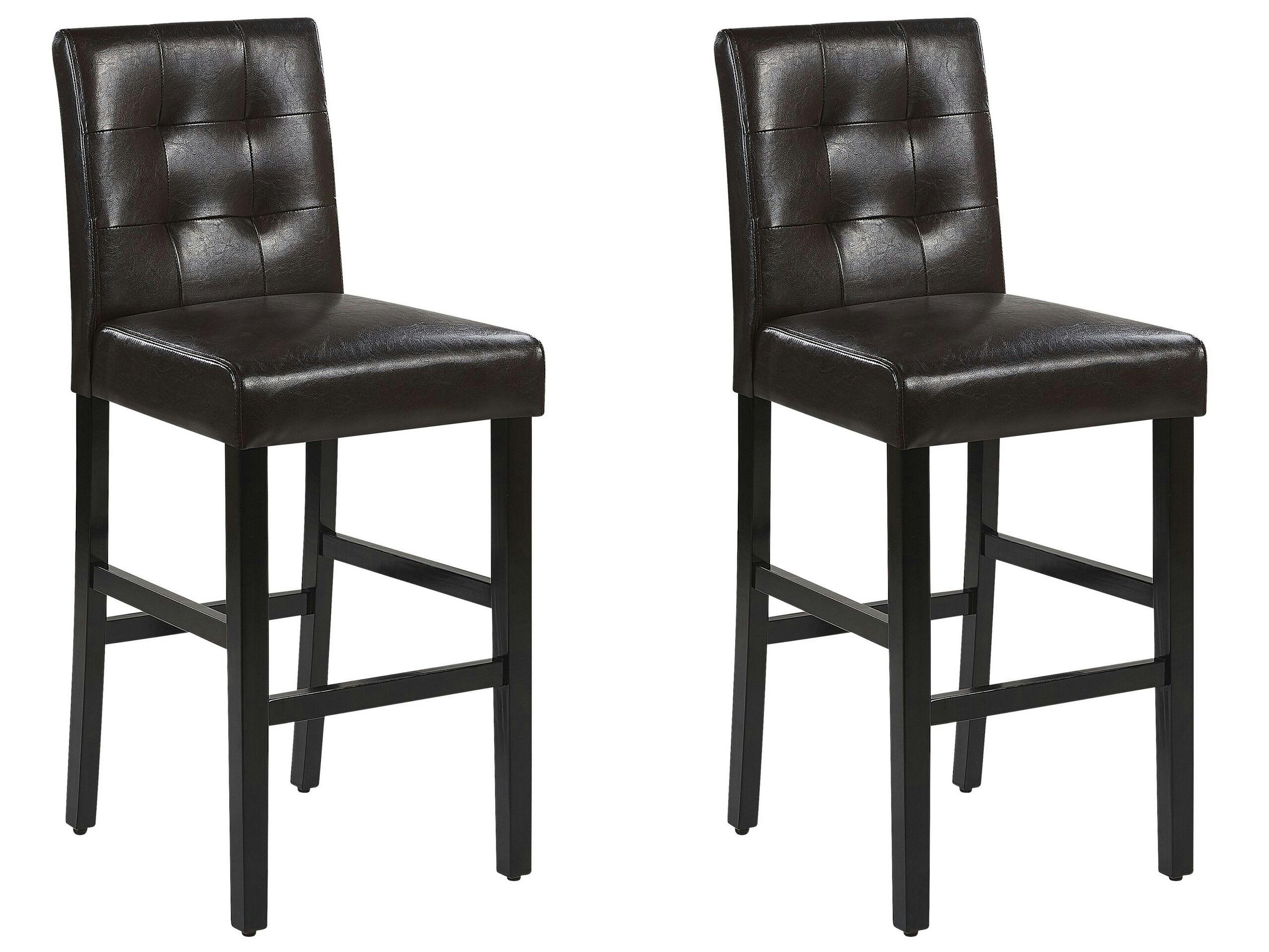 MADISON - Lot de 2 chaises de bar en cuir PU marron