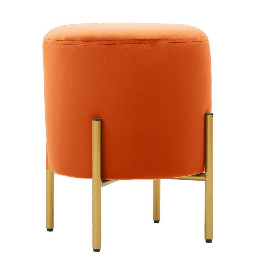 VELVET - Pouf rond rembourré en velours orange