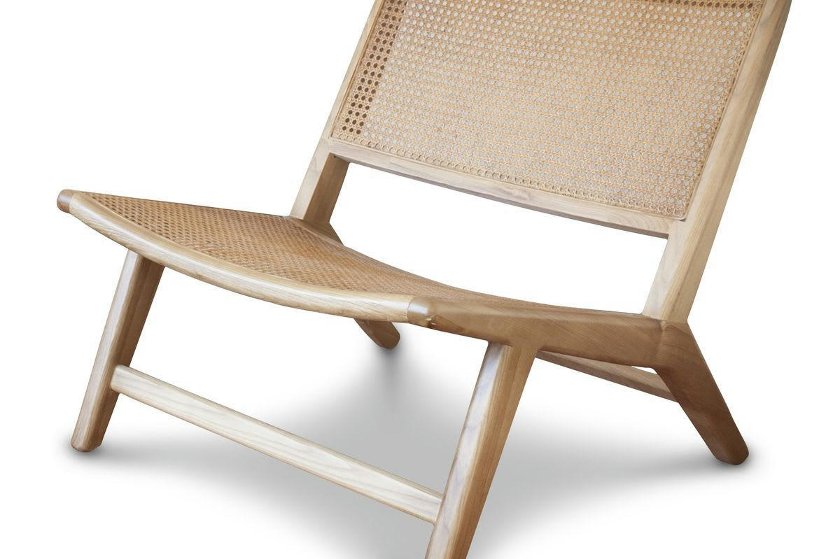 THISTED - Fauteuil en cannage beige