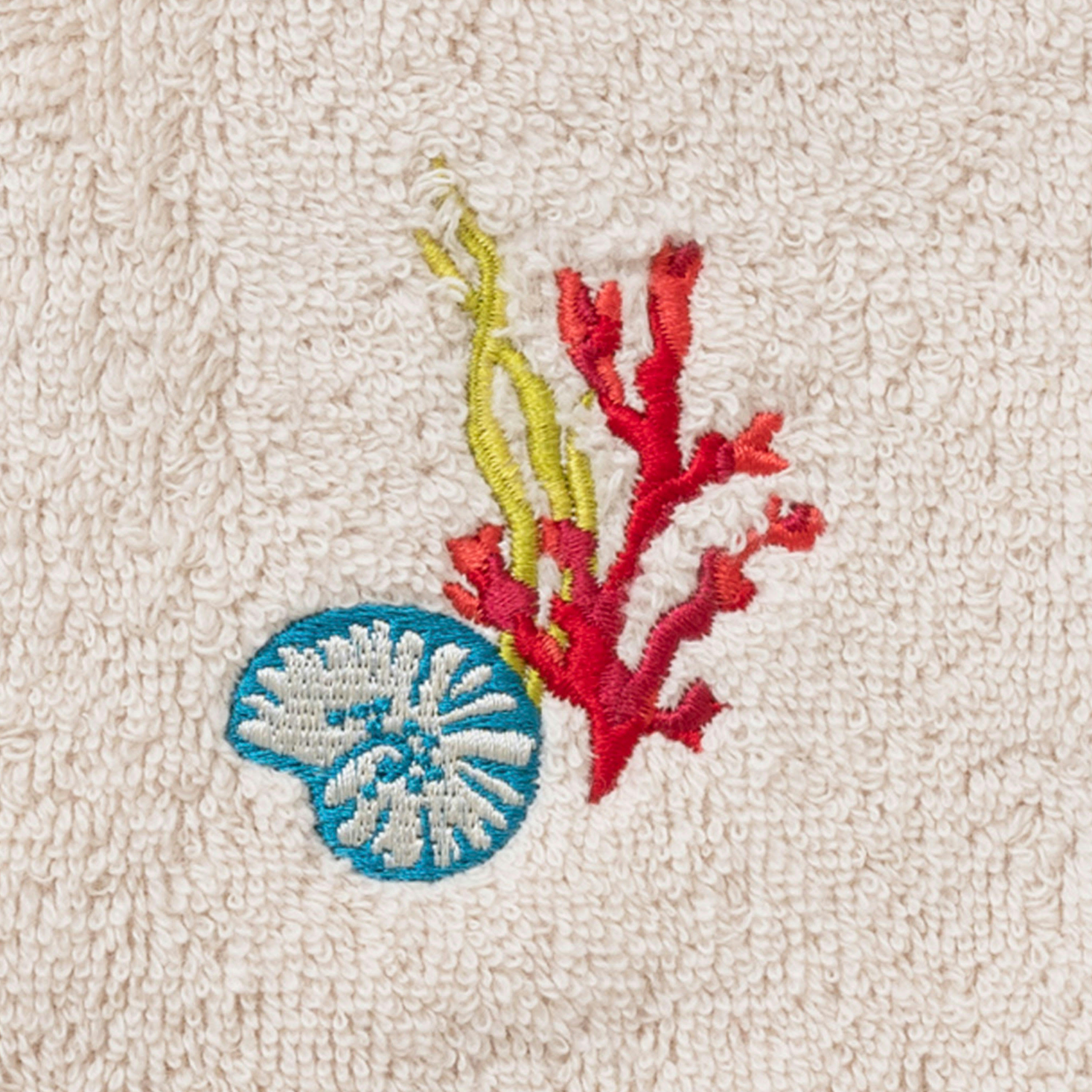 RECIF - Gant de toilette coton bouclette brodé beige 15 x 21 cm