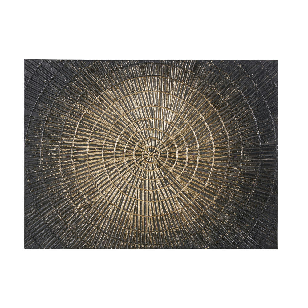TINGA - Toile peinte noire et dorée 90x120