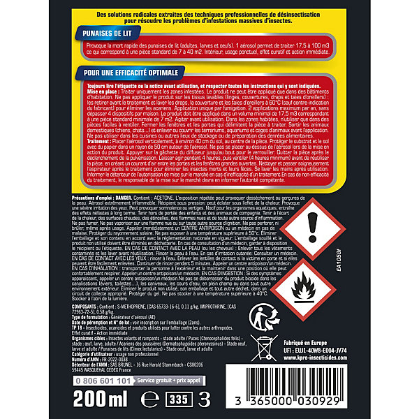 Aérosol punaise de lit spéciale infestation Kapo 200ml
