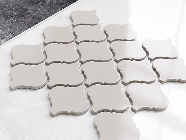 Mosaïque sur résille pour salle de bain et cuisine en céramique 27.5 cm x 25.2 cm - Grise arabesque