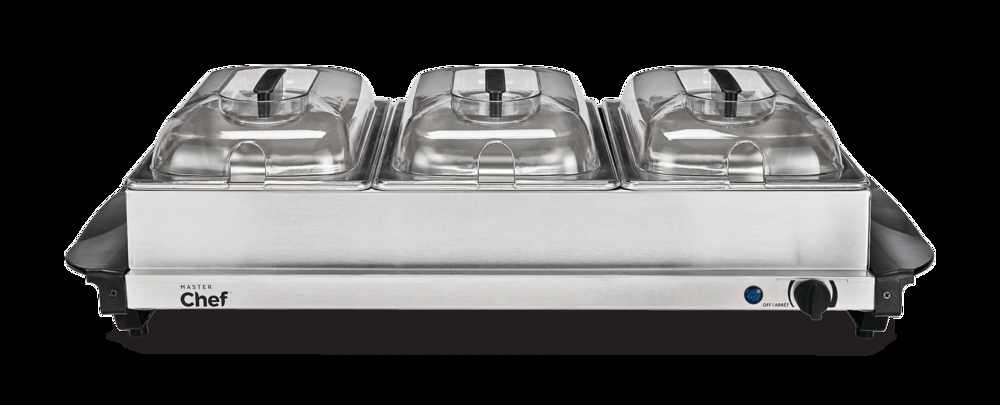 MASTER Chef 3-Tier Buffet Server/Food Warmer w/ Warming Tray, Stainless Steel, 300W