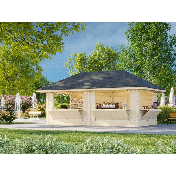 Marktstand »Bianca Set 112«, B x H x L: 588 x 319 x 300 cm, Braun, tauchgrundiert