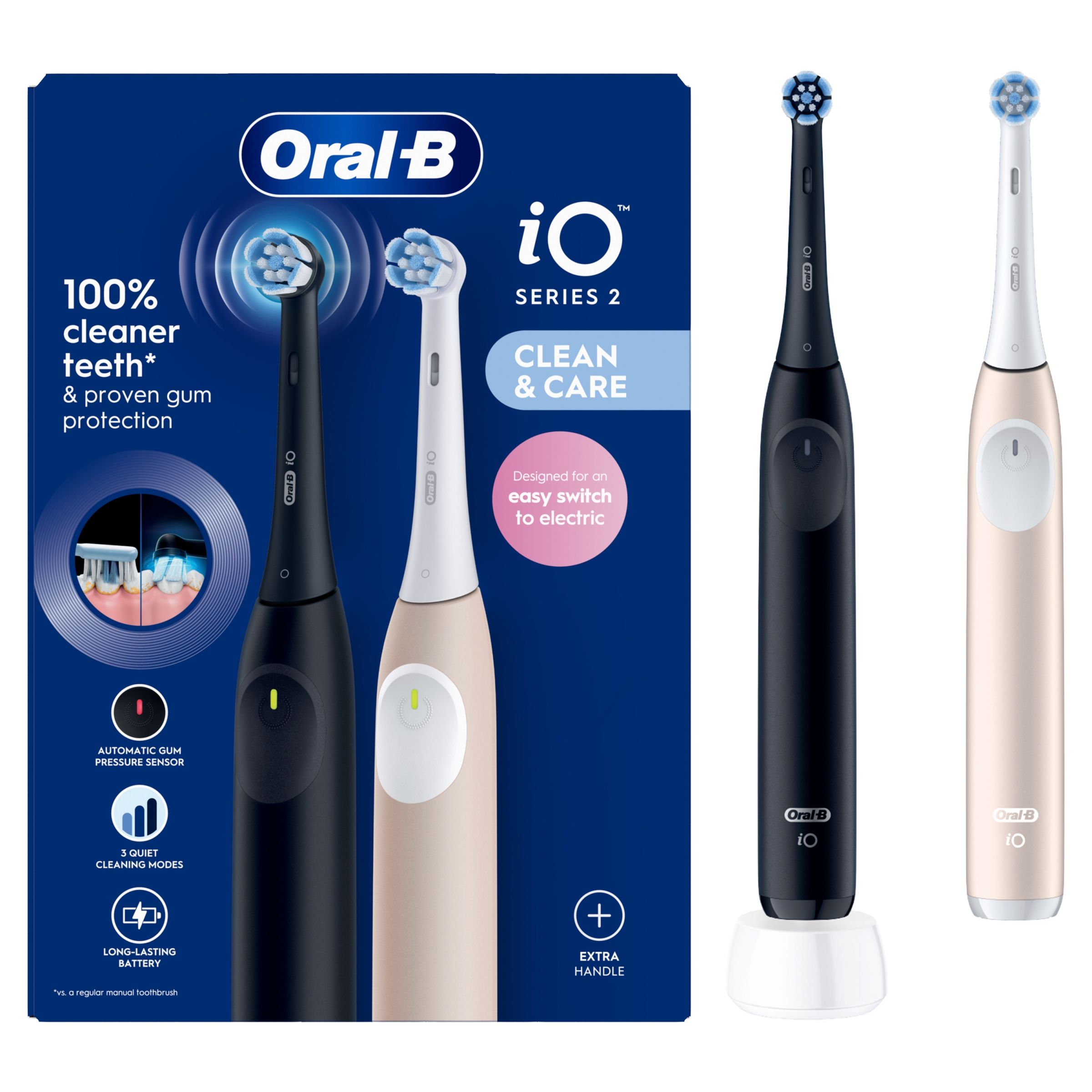 Oral B iO2 Night Black & Pink Toothbrush Duo AI Technology