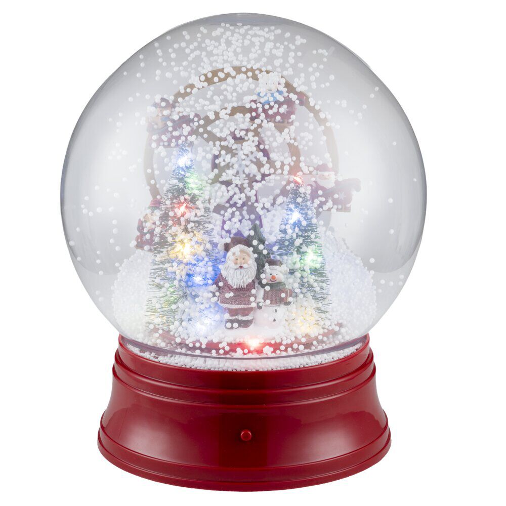 Boule à neige animée LED scène Père No&euml;l musical Ø25xH30cm