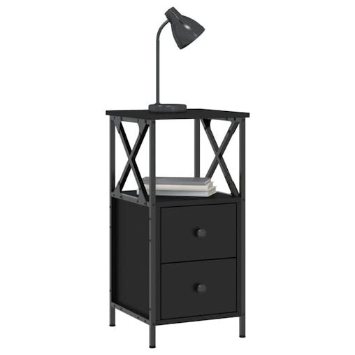 NNEVL Bedside Cabinets 2 pcs Black 34x35.5x70 cm Engineered Wood