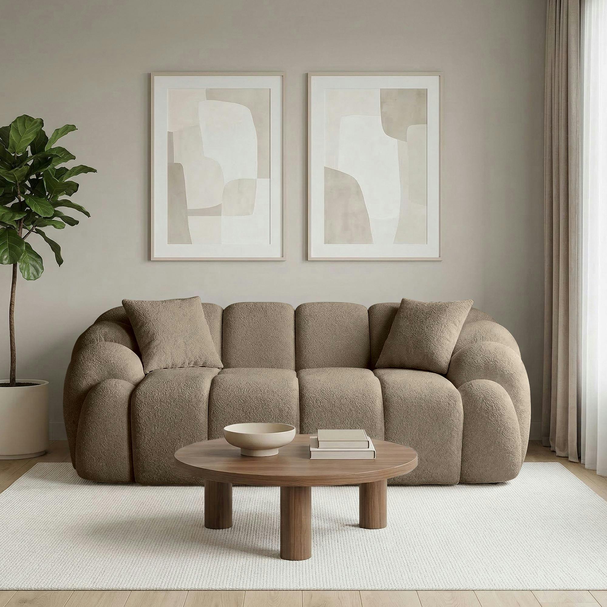 Canapé 2 places taupe design arrondi ONDA